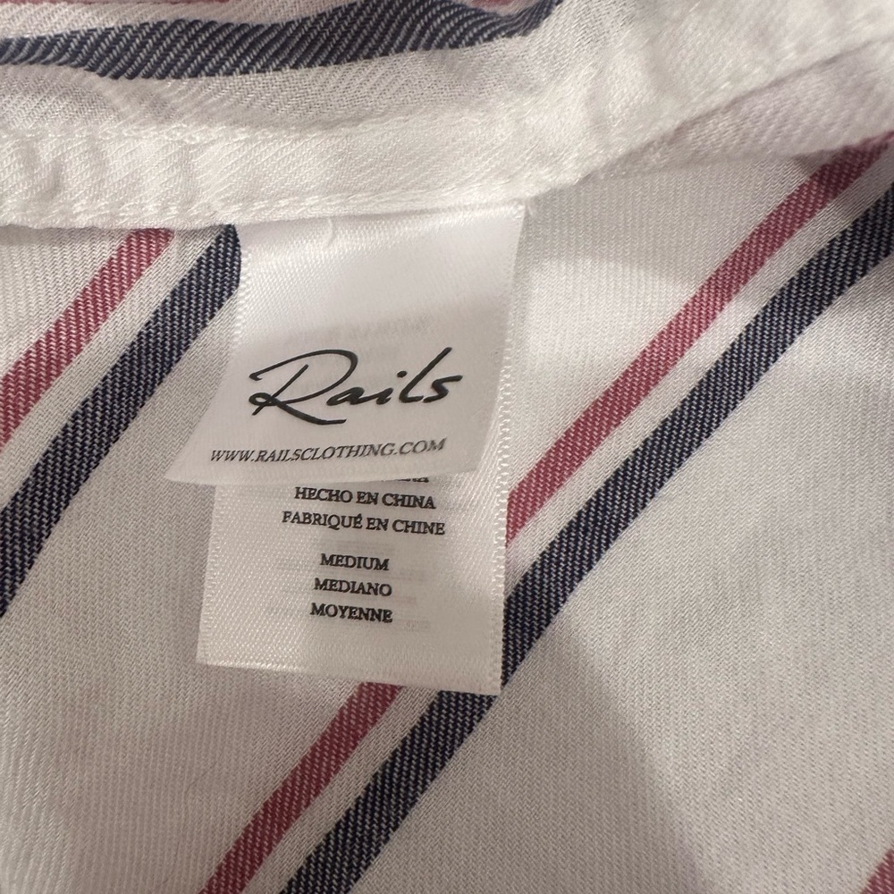 Rails Hayden Nice Stripe Shirt Sz Med Soft Lightweight Preppy Office Layer - Picture 5 of 8